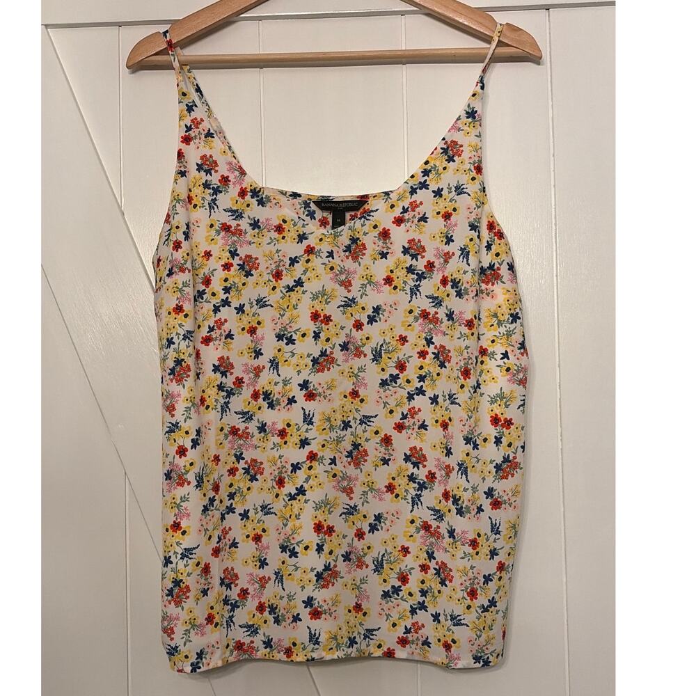 Banana Republic Womens Spaghetti Strap Floral Camisole Top Boho Beachy Hawaiian